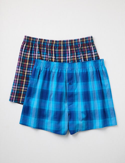Chisel Check Cotton Boxer, 2-Pack, Bright Blue product photo