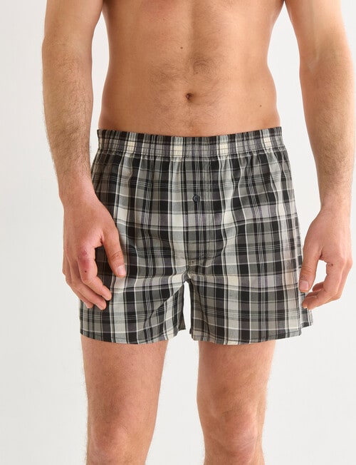 Chisel Stripe & Check Boxer Short, 2-Pack, Black, Khaki & Beige product photo