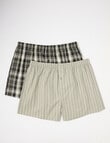 Chisel Stripe & Check Boxer Short, 2-Pack, Black, Khaki & Beige product photo View 03 S