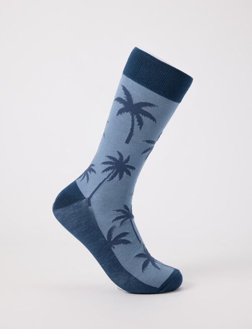 Mazzoni Palm Tree Viscose Rayon from Bamboo Dress Socks, Blue product photo