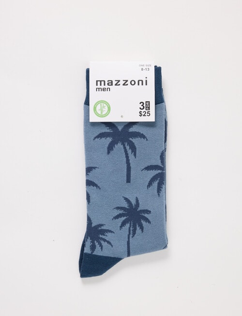 Mazzoni Palm Tree Viscose Rayon from Bamboo Dress Socks, Blue product photo View 02 L