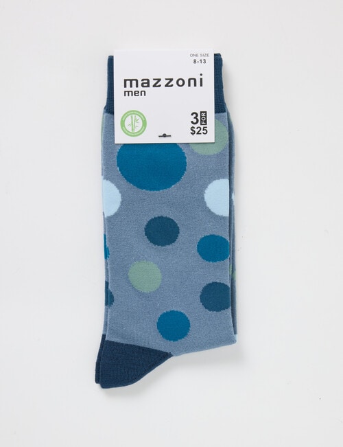 Mazzoni Spots Viscose Rayon from Bamboo Dress Socks, Blue product photo View 02 L