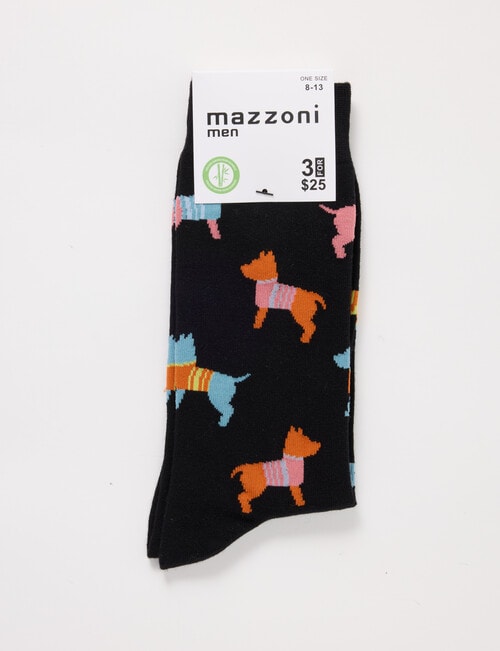 Mazzoni Fun Dogs Viscose Rayon from Bamboo Dress Socks, Black product photo View 02 L