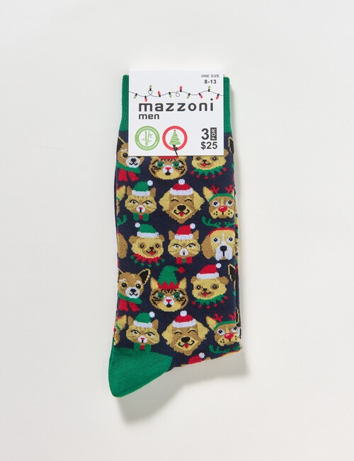 Mazzoni Christmas Cats & Dogs Dress Sock, Green product photo View 02 L