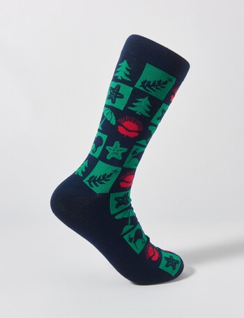 Mazzoni Christmas Kiwiana Resort Dress Sock, Navy product photo