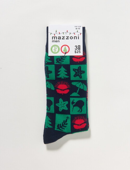Mazzoni Christmas Kiwiana Resort Dress Sock, Navy product photo View 02 L