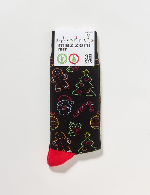 Mazzoni Christmas Neon Lights Dress Sock, Black product photo View 02 L
