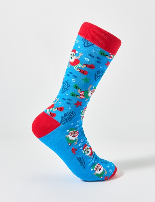 Mazzoni Christmas Snorkeling Santa Dress Sock, Blue product photo