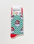 Mazzoni Christmas Chevron Santa Dress Sock, Green & White product photo View 02 S