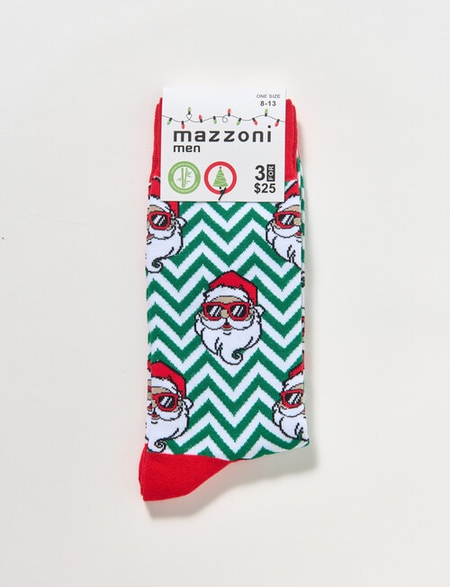 Mazzoni Christmas Chevron Santa Dress Sock, Green & White product photo View 02 L