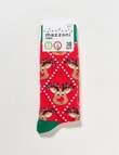 Mazzoni Christmas Argyle Reindeer Face Dress Sock, Red product photo View 02 S