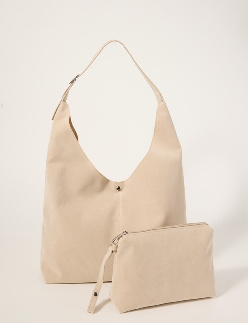 Whistle Accessories Suede Slouch Tote Bag, Mushroom product photo View 03 L