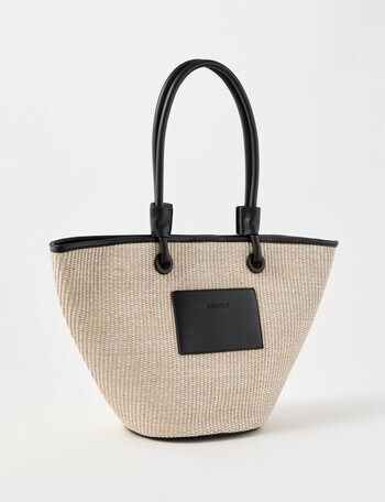 Whistle Accessories Sicily Raffia Tote Bag, Natural & Black product photo