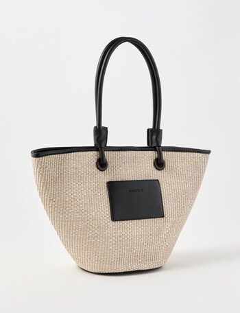 Whistle Accessories Sicily Raffia Tote Bag, Natural & Black product photo