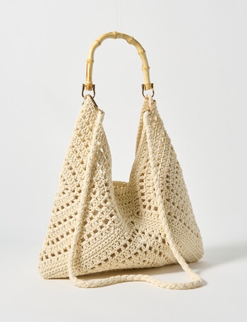 Whistle Accessories Raffaella Cotton Crochet Bag, Cream product photo