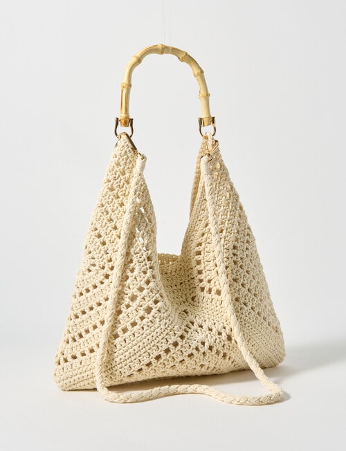 Whistle Accessories Raffaella Cotton Crochet Bag, Cream product photo