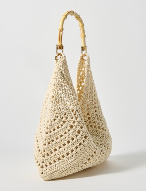 Whistle Accessories Raffaella Cotton Crochet Bag, Cream product photo View 02 L