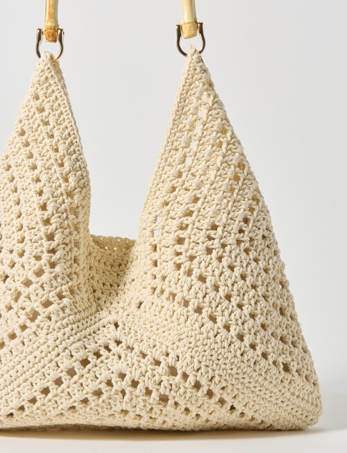Whistle Accessories Raffaella Cotton Crochet Bag, Cream product photo View 03 L