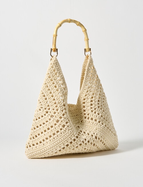 Whistle Accessories Raffaella Cotton Crochet Bag, Cream product photo View 05 L