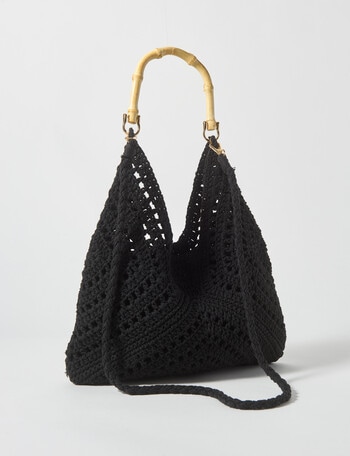 Whistle Accessories Raffaella Cotton Crochet Bag, Black product photo