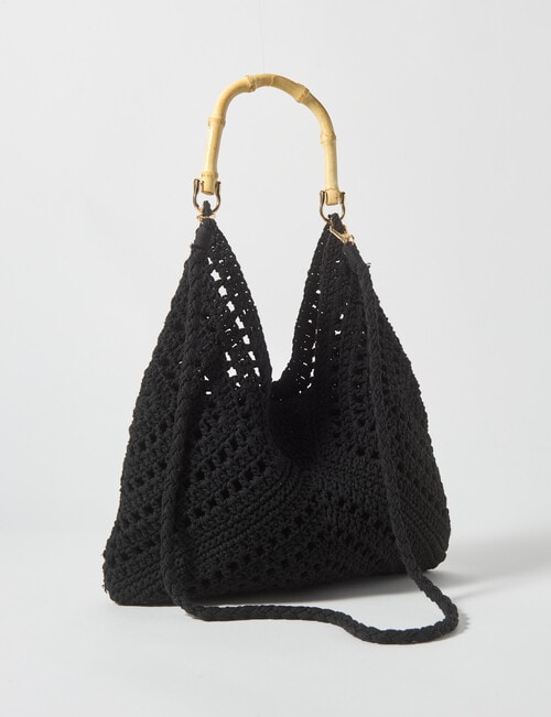 Whistle Accessories Raffaella Cotton Crochet Bag, Black product photo