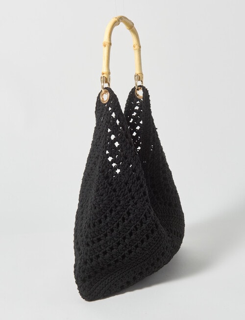 Whistle Accessories Raffaella Cotton Crochet Bag, Black product photo View 02 L