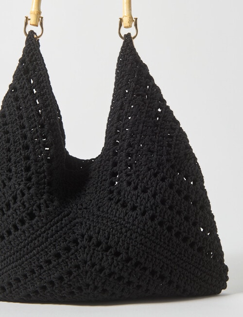 Whistle Accessories Raffaella Cotton Crochet Bag, Black product photo View 03 L