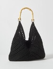 Whistle Accessories Raffaella Cotton Crochet Bag, Black product photo View 05 S