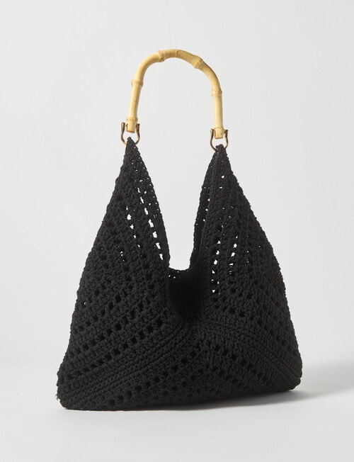 Whistle Accessories Raffaella Cotton Crochet Bag, Black product photo View 05 L