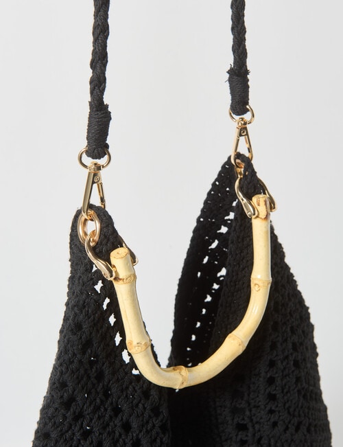 Whistle Accessories Raffaella Cotton Crochet Bag, Black product photo View 06 L
