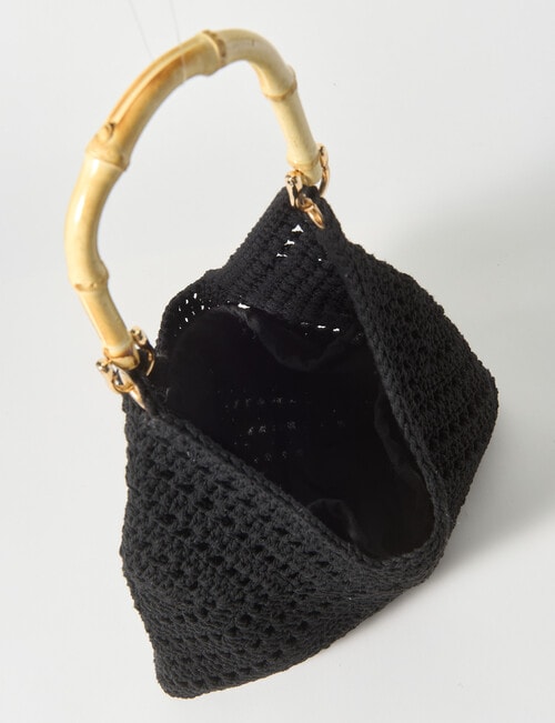 Whistle Accessories Raffaella Cotton Crochet Bag, Black product photo View 07 L