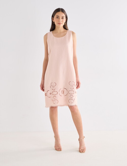 Whistle Embroidered Shift Dress, Peach product photo View 03 L