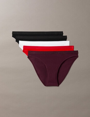 Calvin Klein Icon Logo Bikini Brief, 5-Pack, Black, Rush, Berry & White product photo