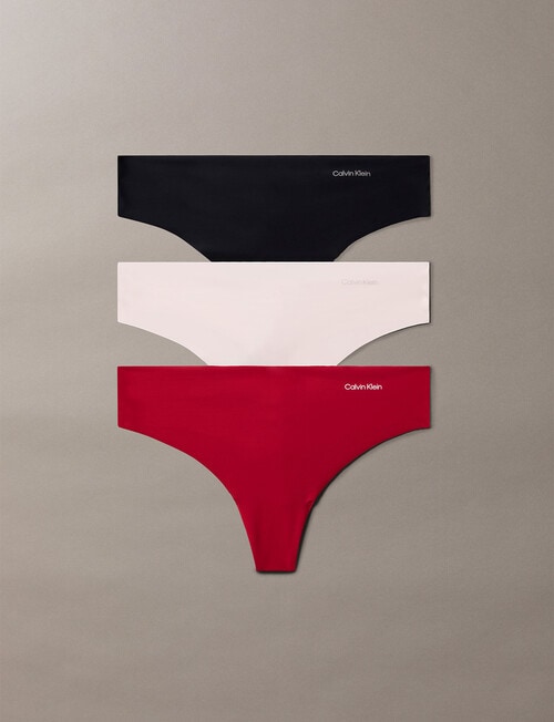 Calvin Klein Invisibles Thong Brief, 3-Pack, Red, Nymph & Black product photo
