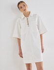 Mineral Phoebe Lace Up Denim Dress, White product photo