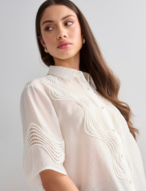 Mineral Ninette Lace Boxy Blouse, White product photo View 04 L