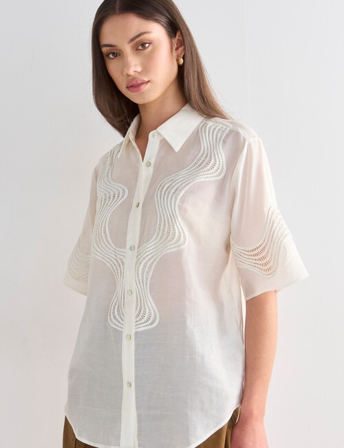 Mineral Ninette Lace Boxy Blouse, White product photo View 05 L