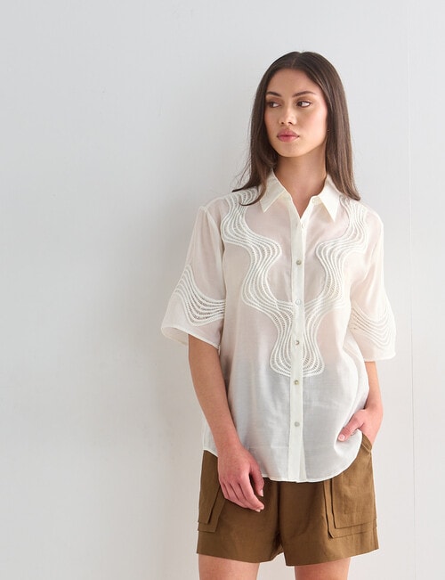 Mineral Ninette Lace Boxy Blouse, White product photo View 06 L