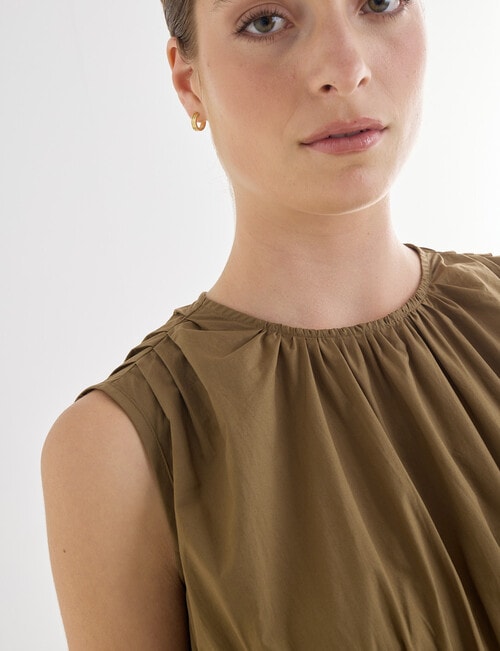 Mineral Manon Pleated Sleeveless Top, Khaki product photo View 04 L