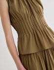 Mineral Manon Pleated Sleeveless Top, Khaki product photo View 05 S
