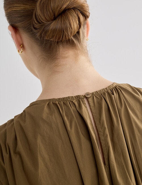 Mineral Manon Pleated Sleeveless Top, Khaki product photo View 06 L