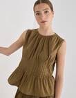 Mineral Manon Pleated Sleeveless Top, Khaki product photo View 07 S