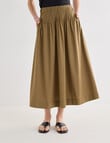 Mineral Manon Pleat Waist Midi Skirt, Olive product photo