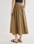 Mineral Manon Pleat Waist Midi Skirt, Olive product photo View 02 S