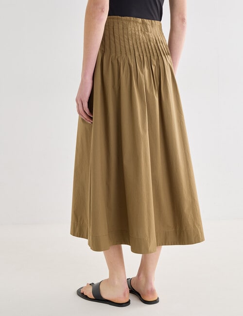Mineral Manon Pleat Waist Midi Skirt, Olive product photo View 02 L