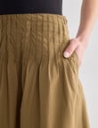 Mineral Manon Pleat Waist Midi Skirt, Olive product photo View 04 S