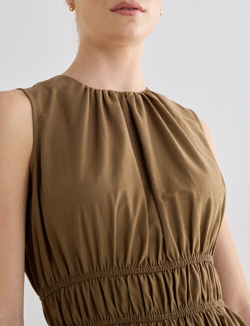 Mineral Clotilde Elastic Waist Dress, Khaki product photo View 04 L