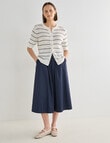 Jigsaw Cordelia Linen Blend Cardi, Navy Stripe & Cream product photo View 03 S