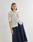 Jigsaw Cordelia Linen Blend Cardi, Navy Stripe & Cream product photo View 05 S