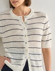 Jigsaw Cordelia Linen Blend Cardi, Navy Stripe & Cream product photo View 07 S